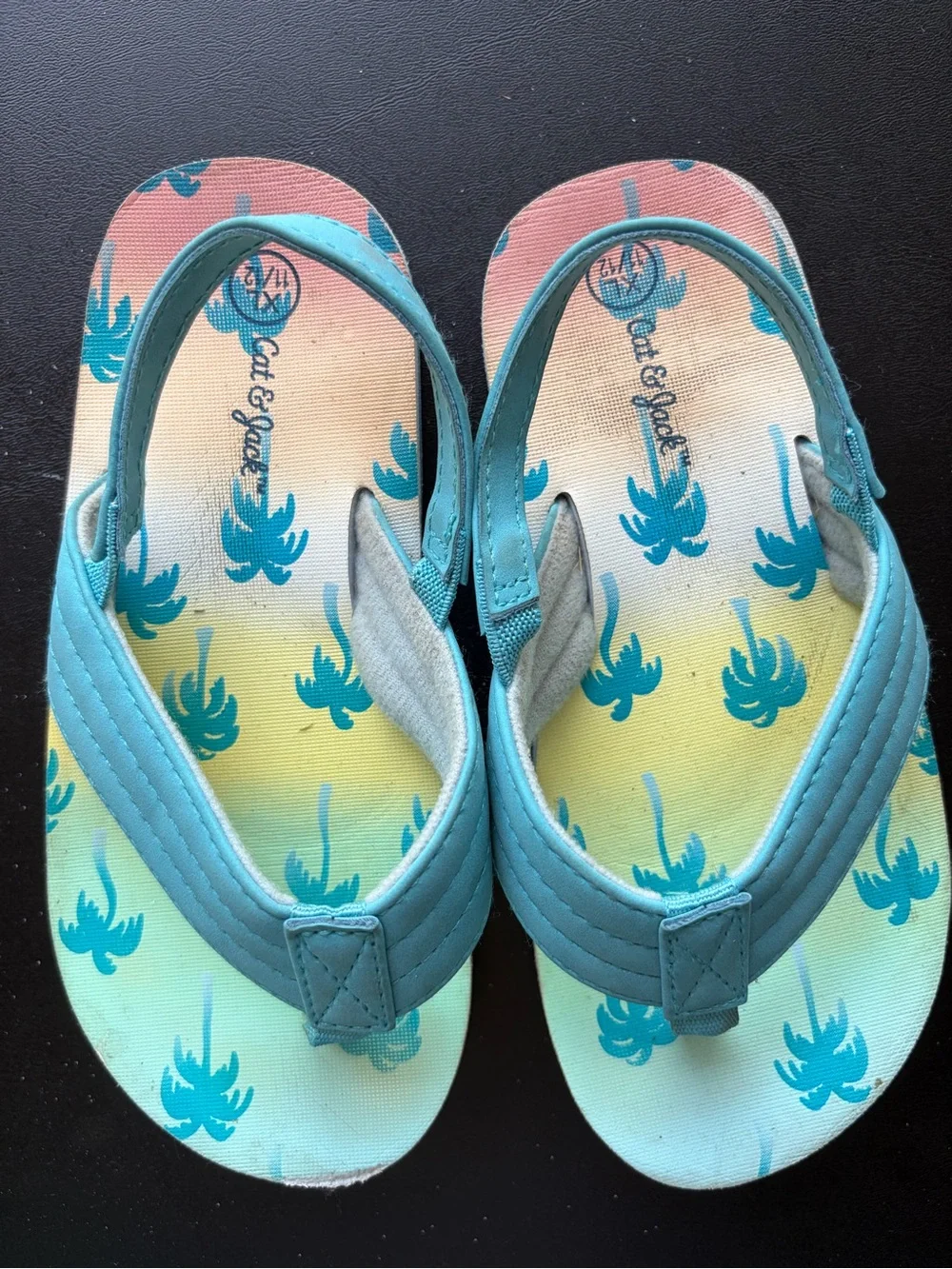 ⭐️ Blue Palm-Print Kids Flip Flop Sandals